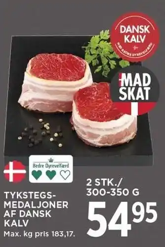 MENY TYKSTEGSMEDALJONER AF DANSK KALV tilbud