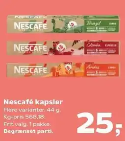 Kvickly Nescafé kapsler tilbud