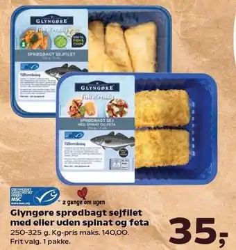 Kvickly Glyngøre sprødbagt sejfilet med eller uden spinat og feta tilbud