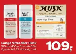 Kvickly Longo Vital eller HUSK tilbud