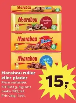 Kvickly Marabou ruller eller plader tilbud