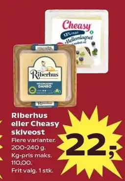 Kvickly Riberhus eller Cheasy skiveost tilbud