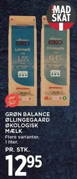 MENY GRØN BALANCE ØLLINGEGAARD ØKOLOGISK MÆLK 1 LITER tilbud