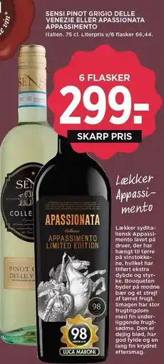 MENY SENSI PINOT GRIGIO DELLE VENEZIE ELLER APASSIONATA APPASSIMENTO tilbud