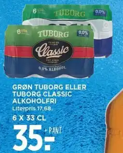 MENY GRØN TUBORG ELLER TUBORG CLASSIC ALKOHOLFRI tilbud