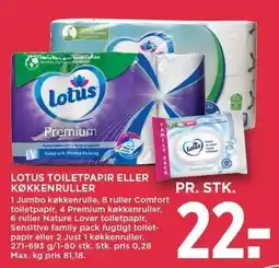 MENY LOTUS TOILETPAPIR ELLER KØKKENRULLER tilbud