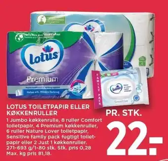 MENY LOTUS TOILETPAPIR ELLER KØKKENRULLER tilbud