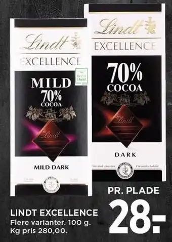 MENY Lindt Excellence 100 g tilbud