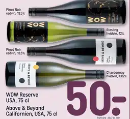 REMA 1000 WOW Reserve USA, 75 cl Above & Beyond Californien, USA, 75 cl tilbud