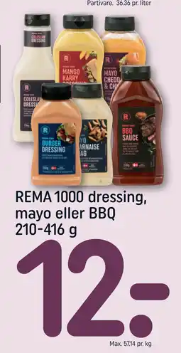 REMA 1000 REMA 1000 dressing, mayo eller BBQ 210-416 g tilbud