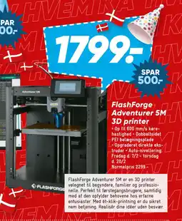 Bilka FlashForge Adventurer 5M 3D printer tilbud