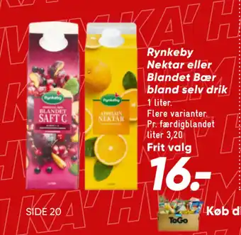 Bilka Rynkeby Nektar eller Blandet Bær bland selv drik tilbud