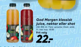 Bilka God Morgen klassisk juice, nektar eller shot tilbud