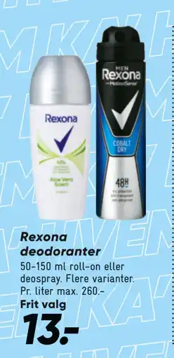 Bilka Rexona deodoranter tilbud