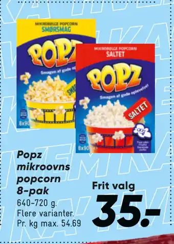 Bilka Popz mikroovns popcorn 8-pak tilbud