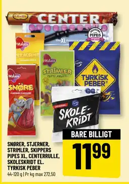 Løvbjerg SNØRER, STJERNER, STRIMLER, SKIPPERS PIPES XL, CENTERRULLE, SKOLESKRIDT EL. TYRKISK PEBER tilbud