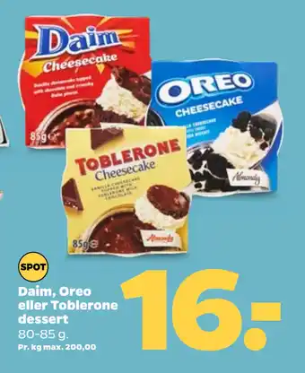 Netto Daim, Oreo eller Toblerone dessert tilbud