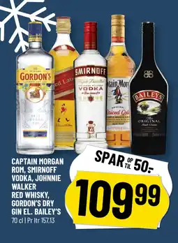 Løvbjerg CAPTAIN MORGAN ROM, SMIRNOFF VODKA, JOHNNIE WALKER RED WHISKY, GORDON’S DRY GIN EL. BAILEY’S tilbud