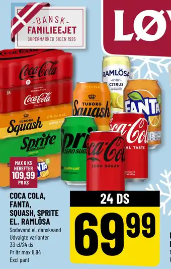 Løvbjerg COCA COLA, FANTA, SQUASH, SPRITE EL. RAMLÖSA tilbud