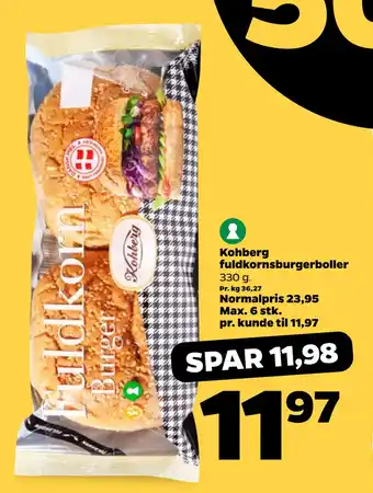 Netto Kohberg fuldkornsburgerboller tilbud