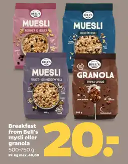 Netto Breakfast from Bell's mysli eller granola tilbud