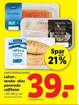 Lidl Lakse-, torske- eller panerede sejfileter tilbud