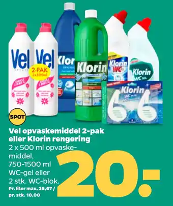 Netto Vel opvaskemiddel 2-pak eller Klorin rengøring tilbud