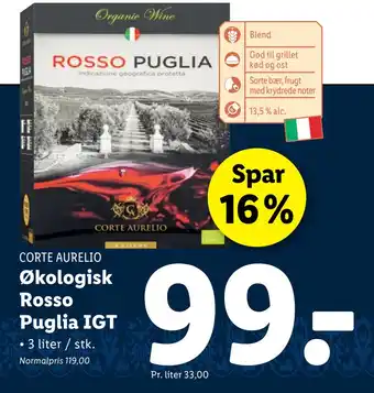 Lidl Økologisk Rosso Puglia IGT tilbud