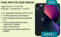 CBC VIRKELIG. GODT KØB. Apple iPhone 13 (128 GB) Midnight - Refurbished - Grade B tilbud