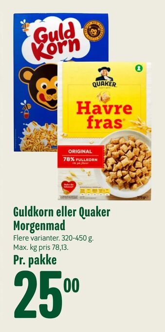 Min Købmand Guldkorn eller Quaker Morgenmad tilbud