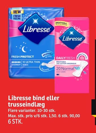 SPAR Libresse bind eller trusseindlæg tilbud