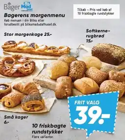 Bilka Bagerens morgenmenu eller 10 friskbagte rundstykker tilbud