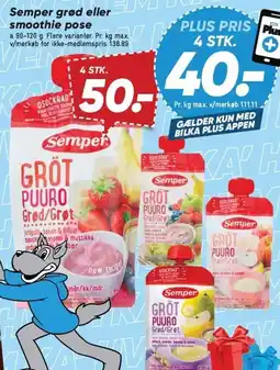 Bilka Semper grød eller smoothie pose - 4 stk tilbud