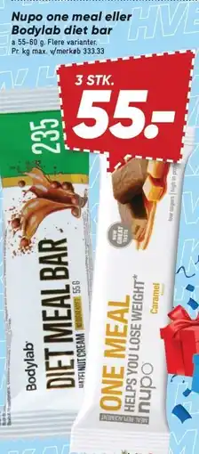 Bilka Nupo one meal eller Bodylab diet bar - 3 STK tilbud