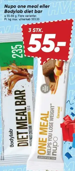 Bilka Nupo one meal eller Bodylab diet bar - 3 STK tilbud