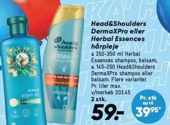 Bilka Head&Shoulders DermaXPro eller Herbal Essences hårpleje - 2 stk tilbud