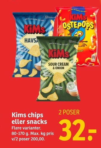 SPAR Kims chips eller snacks tilbud