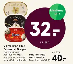 SPAR Carte D’or eller Frisko Is i Bæger tilbud