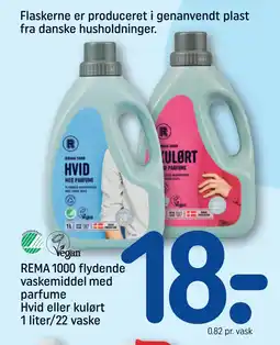 REMA 1000 REMA 1000 flydende vaskemiddel med parfume Hvid eller kulørt 1 liter/22 vaske tilbud