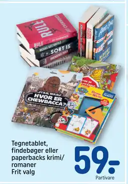 REMA 1000 Tegnetablet, findebøger eller paperbacks krimi/ romaner Frit valg tilbud