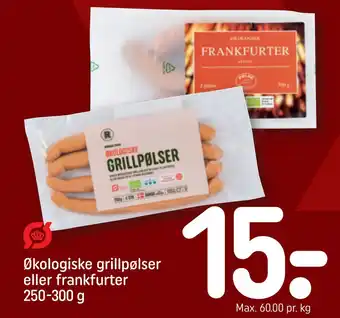 REMA 1000 Økologiske grillpølser eller frankfurter 250-300 g tilbud