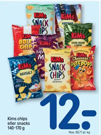 REMA 1000 Kims chips eller snacks 140-170 g tilbud