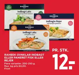 MENY RAHBEK OVNKLAR INDBAGT ELLER PANERET FISK ELLER REJER tilbud