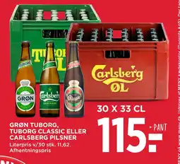 MENY GRØN TUBORG, TUBORG CLASSIC ELLER CARLSBERG PILSNER tilbud