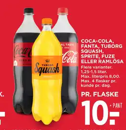 MENY COCA-COLA, FANTA, TUBORG SQUASH, SPRITE, FUZE ELLER RAMLÖSA tilbud