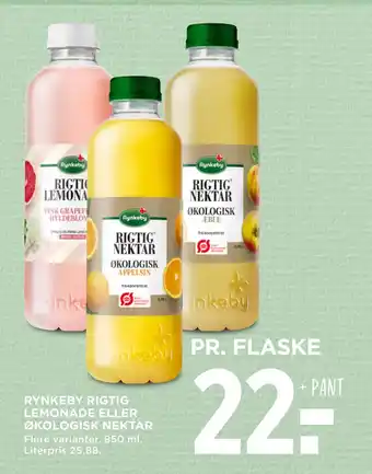 MENY RYNKEBY RIGTIG LEMONADE ELLER ØKOLOGISK NEKTAR tilbud