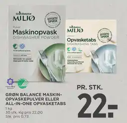 MENY GRØN BALANCE MASKINOPVASKEPULVER ELLER ALL IN ONE OPVASKETABS tilbud