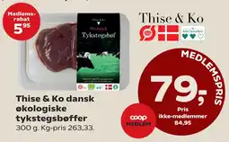 Kvickly Thise & Ko dansk økologiske tykstegsbøffer tilbud