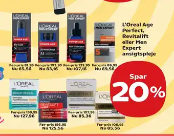 Kvickly L’Oreal Age Perfect, Revitalift eller Men Expert ansigtspleje tilbud