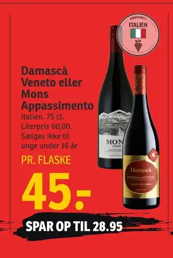 SPAR Damascà Veneto eller Mons Appassimento tilbud